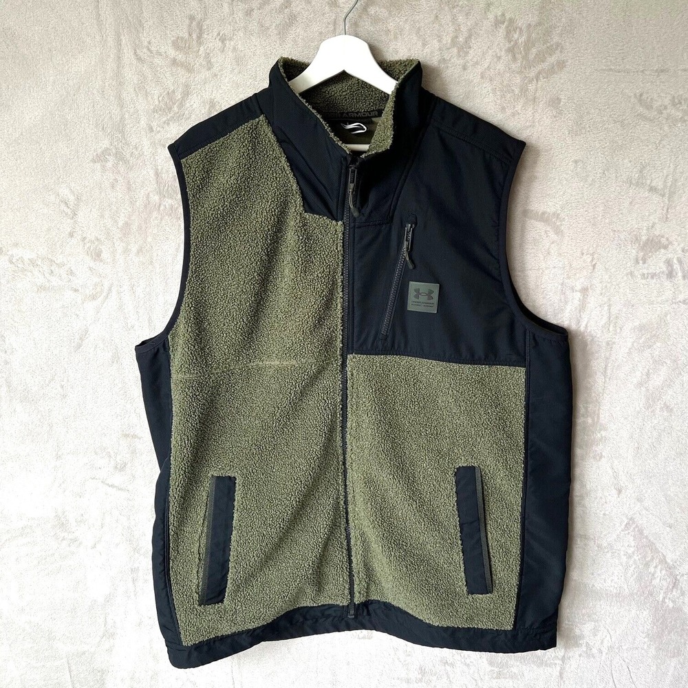 Under Armour UA Men's Full-Zip Mission Boucle VEST Size‎ XXL Black/Green